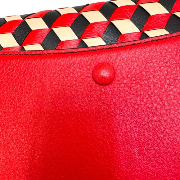 Emilio Pucci RARE fringes woven leather red/black/cream large clutch bag - Picture 7 of 13